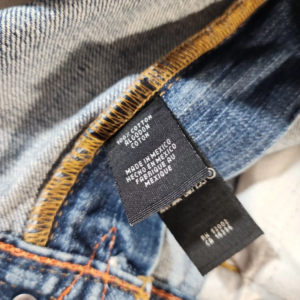DKNY California Mens Jeans 34x30 Blue Relaxed Straight Flap Pocket Embroidered